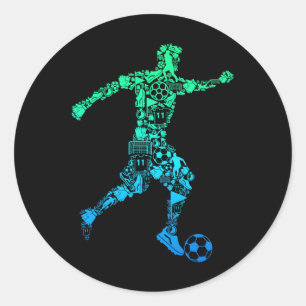 Fußballspieler Jugend Männer Kinder Jungen  Runder Aufkleber