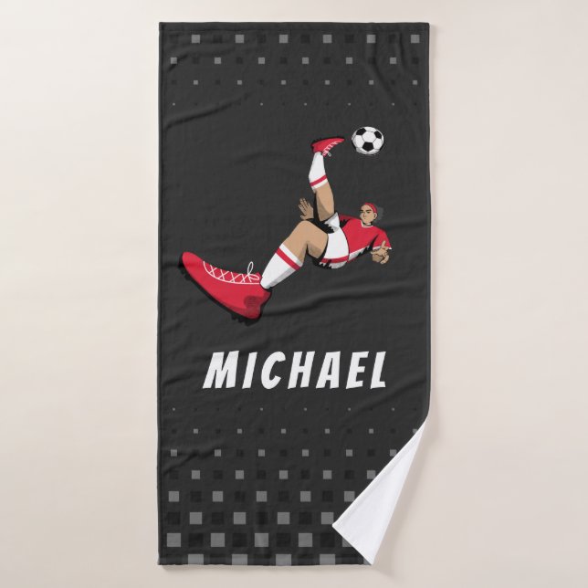Fußballspieler Kick Illustration Personalisiert Bl Badehandtuch (Badehandtuch)
