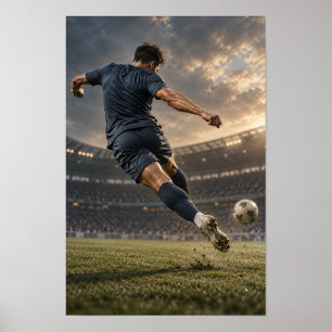 Fußballspieler Kraftvoller Tritt – Dramatische Sta Poster