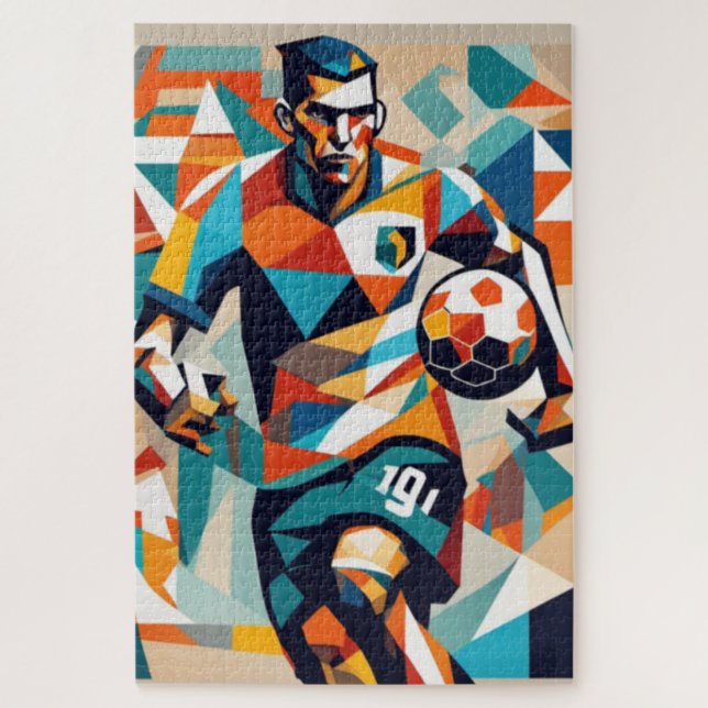 Fußballspieler Kubist Jigsaw Puzzle (Vertikal)