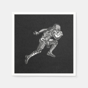 Fußballspieler Laufender Quarterback Schwarz Silbe Serviette
