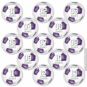 Fußballspieler lila Teamfarben Set von 13 Aufkleber