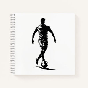 Fußballspieler mit Ball Notizbuch