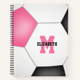 Fußballspieler mit Monogramm rosa Notizbuch