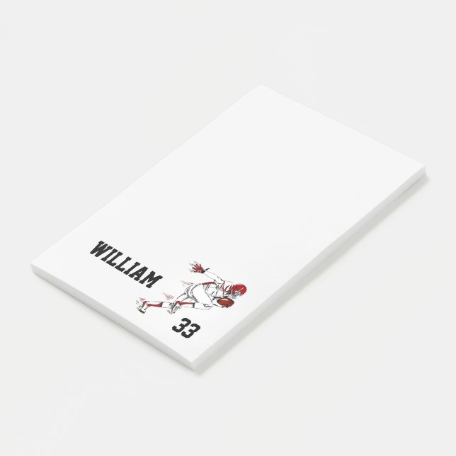 Fußballspieler Post-it Klebezettel (angewinkelt)