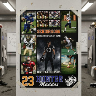 Fußballspieler Senior Night Foto-Collage Sport Poster