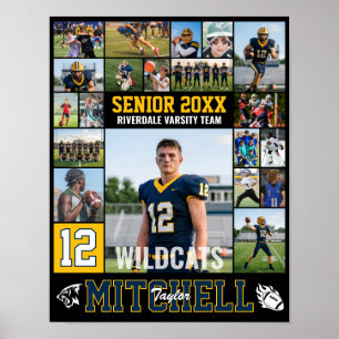 Fußballspieler Senior Night Foto-Collage Sport Poster