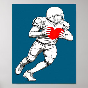 Fußballspieler-Silhouette Herz Liebe Kunstwerk Poster