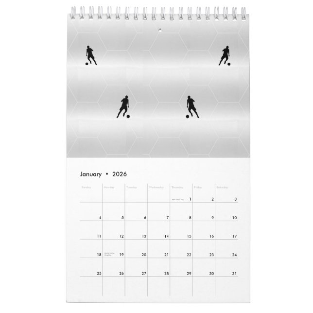 Fußballspieler Single Page SmallCalendar, White Kalender (Jan 2026)