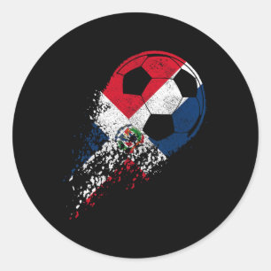 Fußballspieler Stolz Flagge Dominikanische Republi Runder Aufkleber