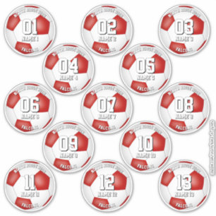 Fußballspieler Teamfarben Set von 13 rot weiß Aufkleber