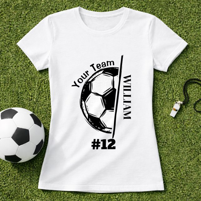 Fußballspieler Teamname & Spielernummer  T-Shirt (Von Creator hochgeladen)