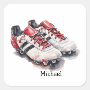 Fußballspieler-Trainerschuhe realistische Name/Ini Quadratischer Aufkleber