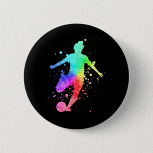 Fußballspielerin Athletin Regenbogenfarbe Button