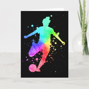 Fußballspielerin Athletin Regenbogenfarbe Karte