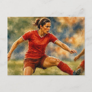 Fußballspielerin in Aktion, Postkarte