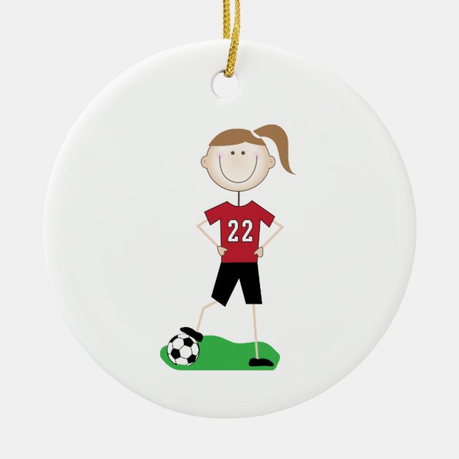 Fußballspielerin Keramik Ornament (Vorne)