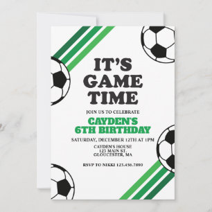 Fußballspielzeit Grüne Streifen Geburtstag Einladung