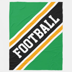 FUSSBALLTÄTIGER, grün-schwarz-gelber Streifen Fleecedecke