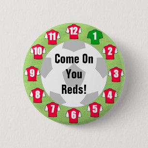 Fußballteam-Abzeichen mit Rot-Weiß-Shirts Button