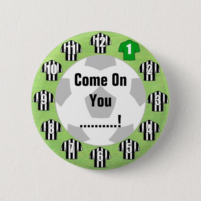 Fußballteam-Abzeichen mit Schwarz-Weiß-Shirts Button (Vorderseite)