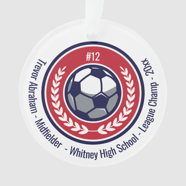 Fußballteam Red White Blue Modern Ornament (Vorderseite)