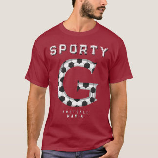 Fußballtextur Anfangsbuchstabe Sportliche Typograf T-Shirt