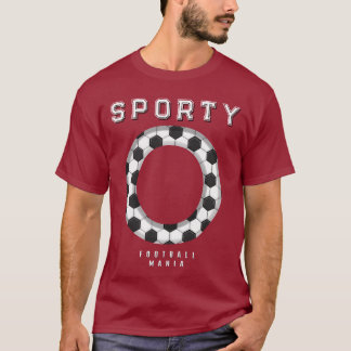 Fußballtextur Anfangsbuchstabe Sportliche Typograf T-Shirt