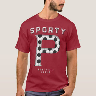 Fußballtextur Initial Sportliche Typografie T-Shirt