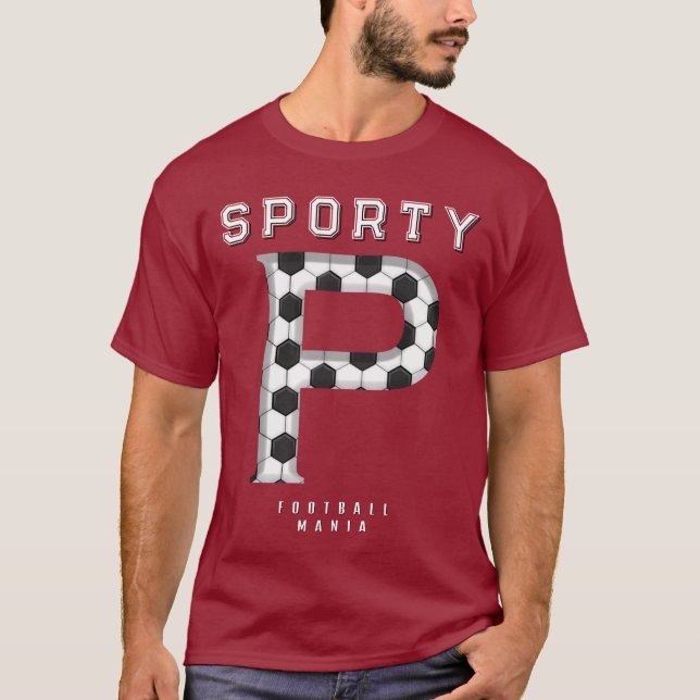 Fußballtextur Initial Sportliche Typografie  T-Shirt (Vorderseite)