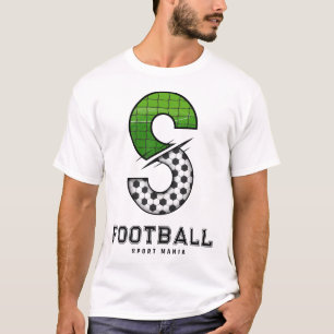 Fußballtextur Initial Sportliche Typografie  T-Shirt