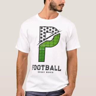 Fußballtextur Initial Sportliche Typografie T-Shirt