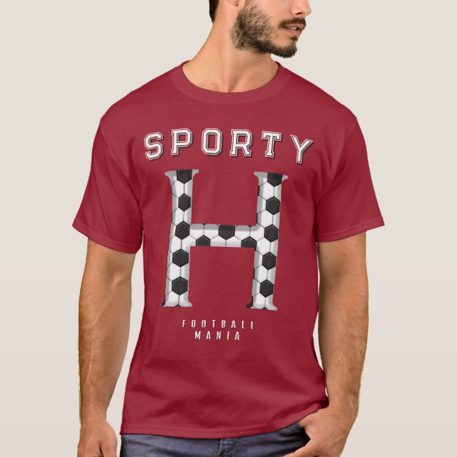 Fußballtextur Initial Sportliche Typografie  T-Shirt (Vorderseite)