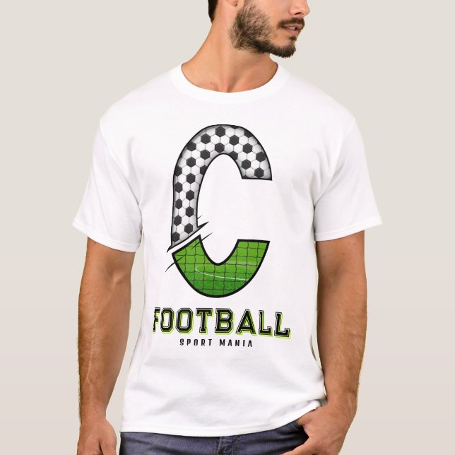 Fußballtextur Initiale sportliche Typografie  T-Shirt (Vorderseite)