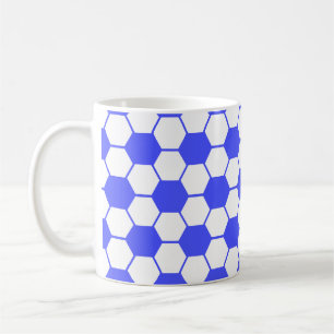 Fußballtextur - Weiß und Blau Kaffeetasse