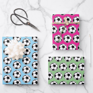 Fußballthemen-Wrap-Papierbögen zum Geburtstag Geschenkpapier Set