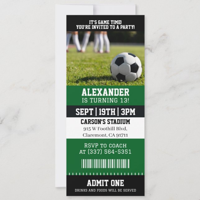 Fußballticket Geburtstag Einladung (Vorderseite)