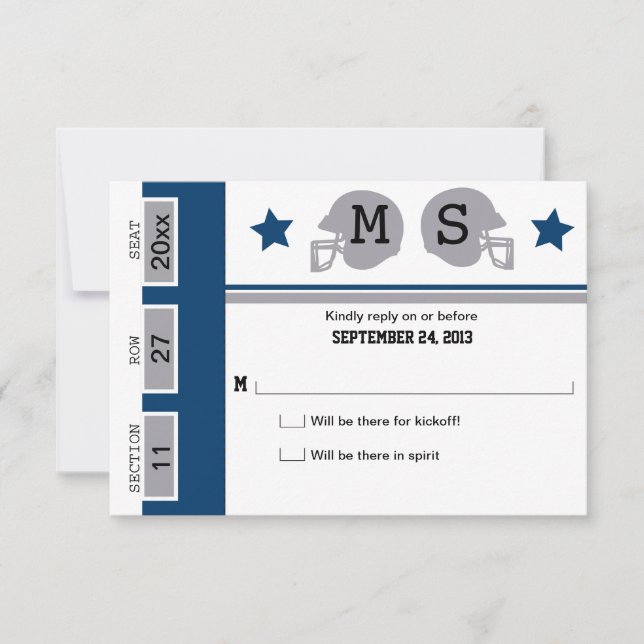 Fußballticket Hochzeit RSVP Karte (Vorderseite)