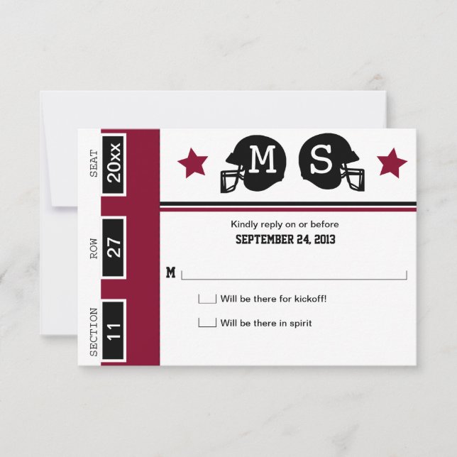 Fußballticket Hochzeit RSVP Karte (Vorderseite)