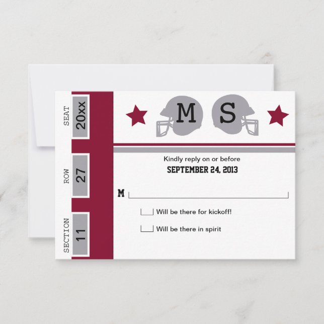 Fußballticket Hochzeit RSVP Karte (Vorderseite)