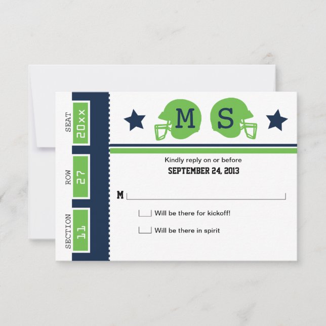 Fußballticket Hochzeit RSVP Karte (Vorderseite)