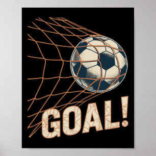 Fußballtor-Feier Vintage-Fußball im Netz Poster