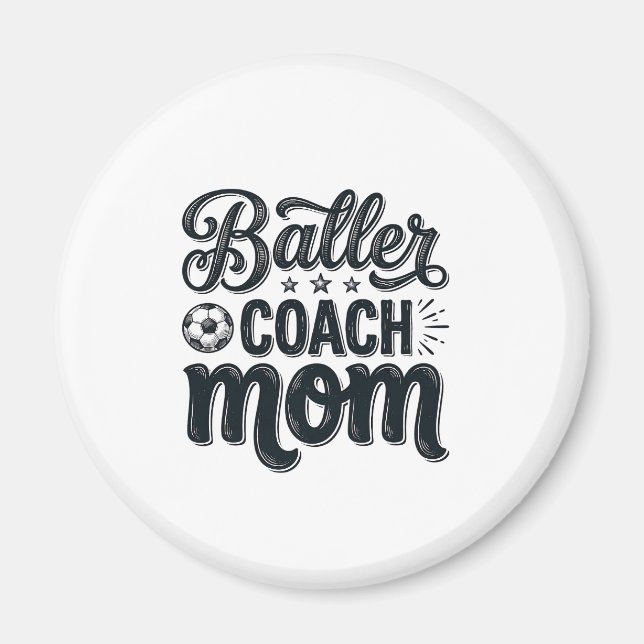Fußballtrainer-Mutter Vintage-Fußball-Shirt-Design Magnet (Vorne)