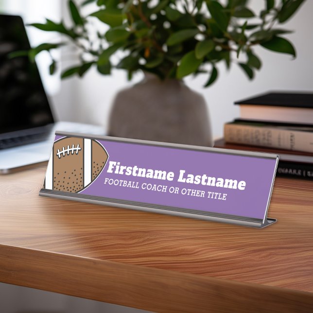 Fußballtrainer oder Lehrer - Moderner Zeichn Schreibtischnamensplakette (Personalized Sports Theme Desk Name Plate - Great Coach Appreciation Gift or Locker room Decor)