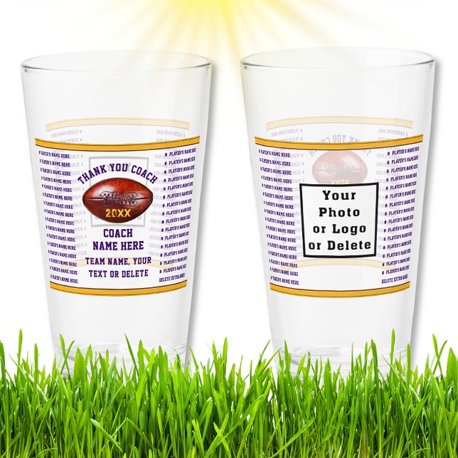 Fußballtrainer präsentiert, 64 Spieler Name oder l Glas (Football Coach Gift Ideas, Personalized with up to 64 players names. Football Glass. Football coach.)