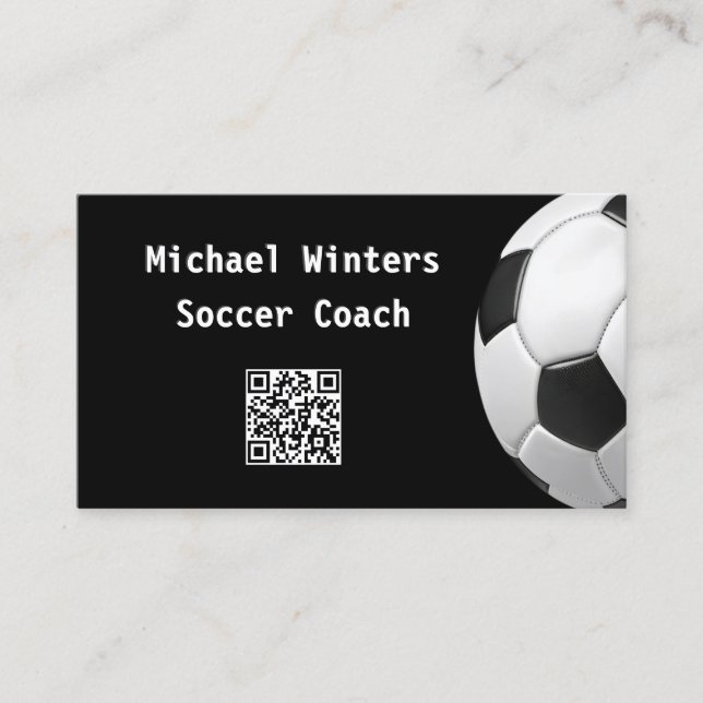 Fußballtrainer QR Code Schwarz Weiß Visitenkarte (Vorderseite)