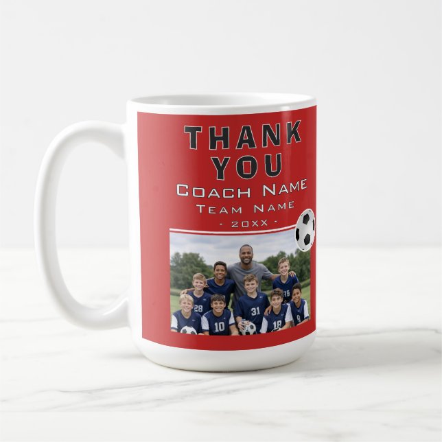 Fußballtrainer-Teamfoto Kaffeetasse (Links)