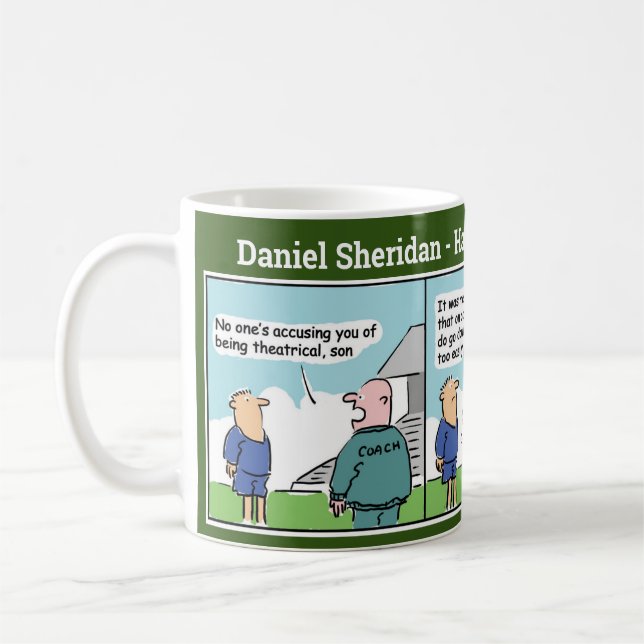 Fußballtrainer und Cartoon Strip Kaffeetasse (Links)