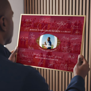 Fußballtrainer-Würdigungskollage Team Unterschrift Poster