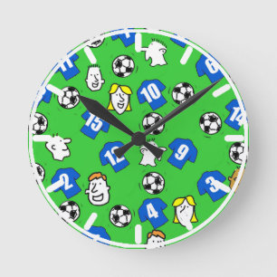 Fußballtrikot-Design mit blauen Trikots Runde Wanduhr